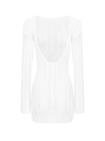 White knitted mini dress with open back, 2