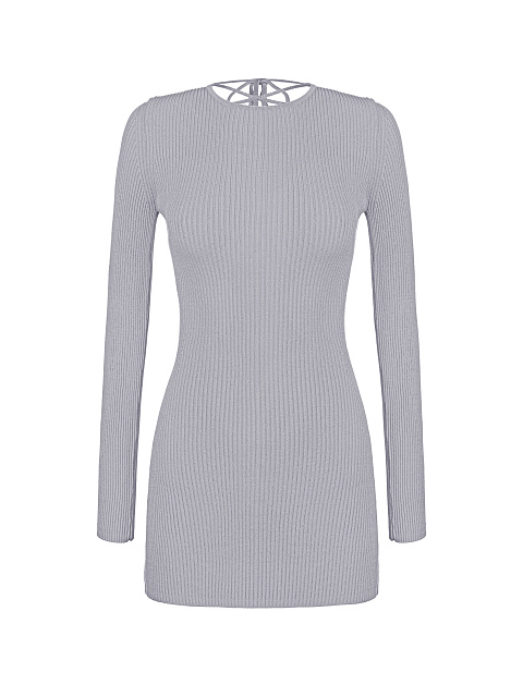 Lilac Rib Knit Mini Dress, 1