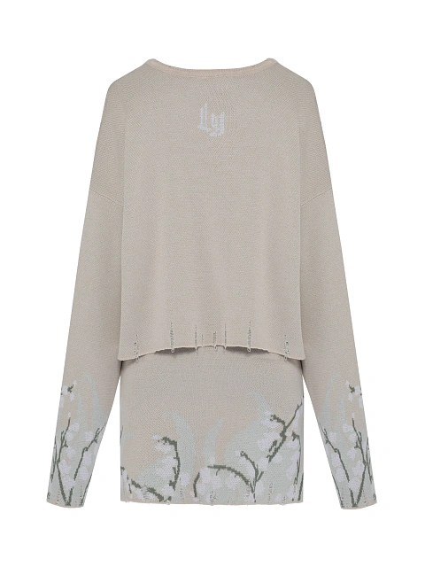 Beige May-Lily Knitted Sweater & Skirt Set, 2