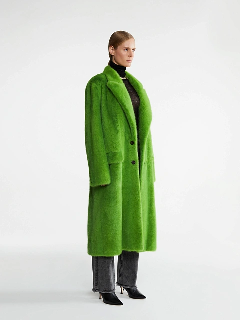 Bright Green Mink Fur Coat, 4