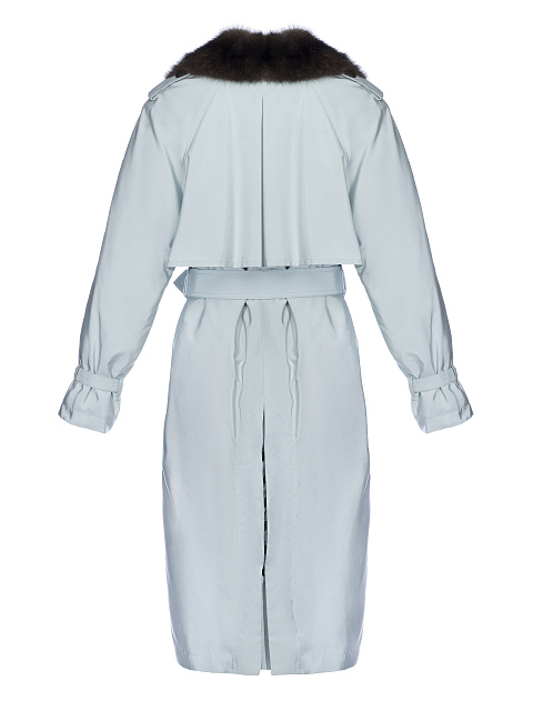 Barguzin Sable Lined Light Blue Trench Coat, 9