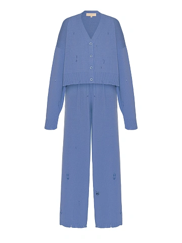 Lilac Knitted Cardigan, Top & Pants Set, 2