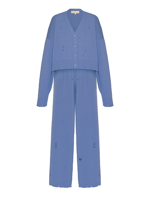 Lilac Knitted Cardigan, Top & Pants Set, 2