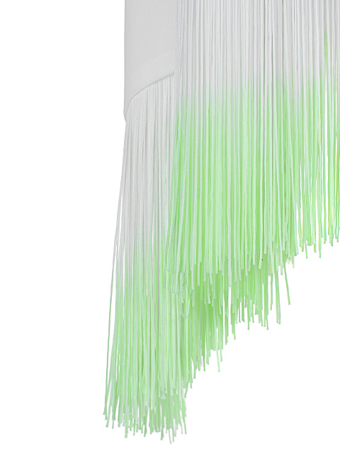 White & Neon Green Fringed Chiffon Tunic, 5