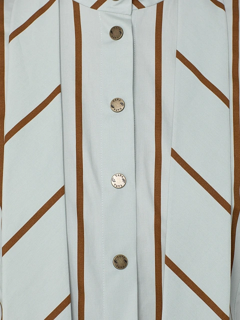 Mint Green Striped Cotton Asymmetric Midi Dress, 3