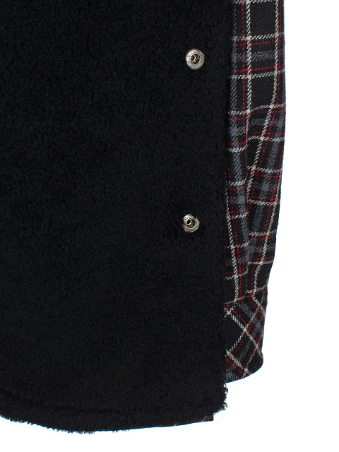 Black Checkered Wool & Shearling Jacket, 5