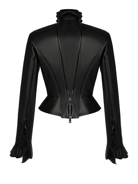 Black Leather Peplum Jacket, 2