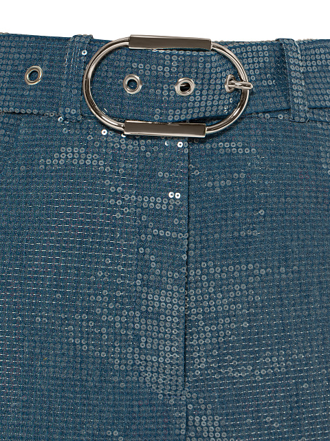 Blue Sequin Denim Pant Suit, 5