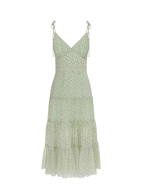 Green sundress with floral print, 1