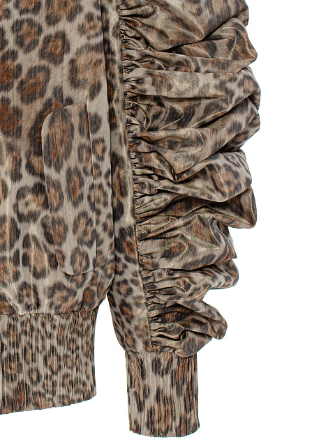Leopard Print Taffeta Bomber Jacket, 3