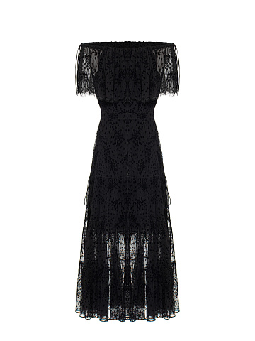 Black Floral Chiffon Midi Dress, 2