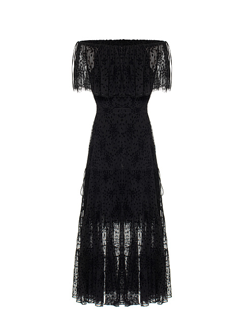 Black Floral Chiffon Midi Dress, 2