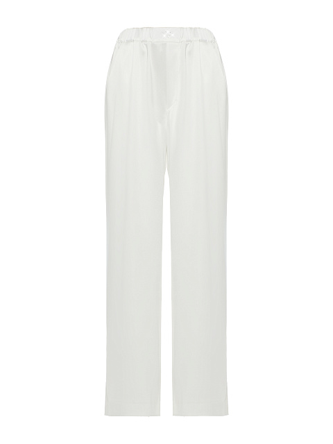 White Embroidered "Bride" Silk Pajama Set, 4