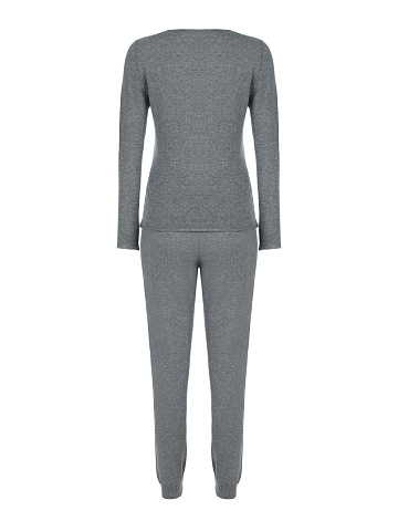 Grey Cashmere Pullover & Sweatpants Set, 2