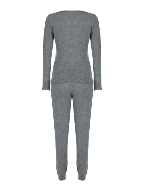 Grey Cashmere Pullover & Sweatpants Set, 2