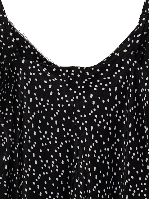 Black Polka Dot Rayon Mini Dress, 3