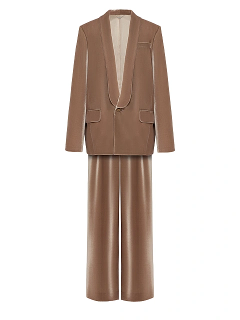 Beige Velvet Pant Suit, 1